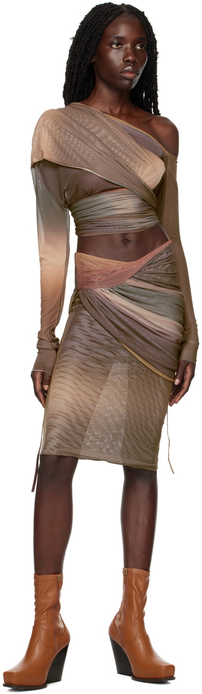 Jade Cropper Brown Draped Midi Skirt