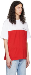 VTMNTS Red & White Colorblocked T-Shirt