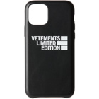 VETEMENTS Black Limited Edition Logo iPhone 11 Pro Case
