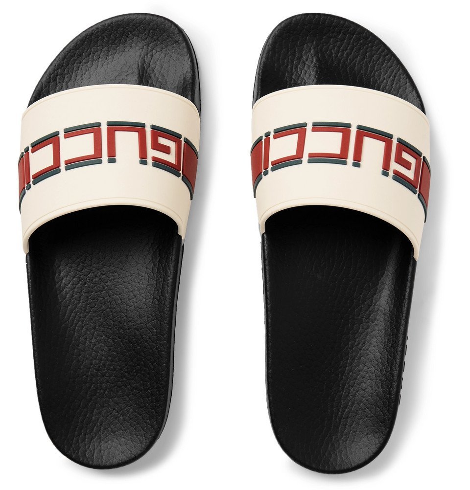 White gucci discount slides for men