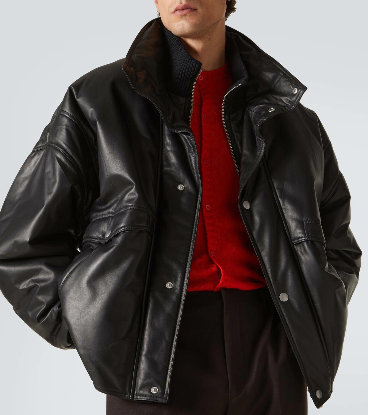 レザージャケット・コート Prada Leather Oversize Bomber Jacket Prada Leather Bomber Jacket | Black | FARFETCH
