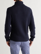 Anderson & Sheppard - Slim-Fit Cable-Knit Merino Wool Rollneck Sweater - Blue