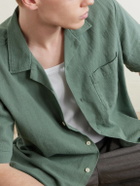 Corridor - Convertible-Collar Cotton-Hopsack Shirt - Green