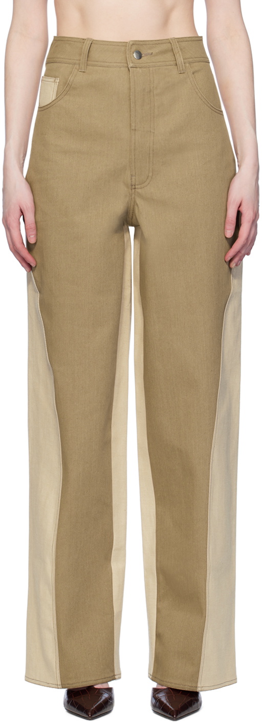 Elleme Khaki & Beige Reverse Jeans