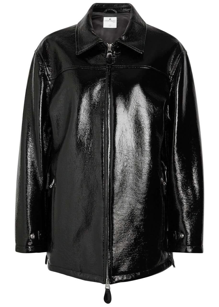 Courrèges Quilted Faux Patent Leather Jacket Black