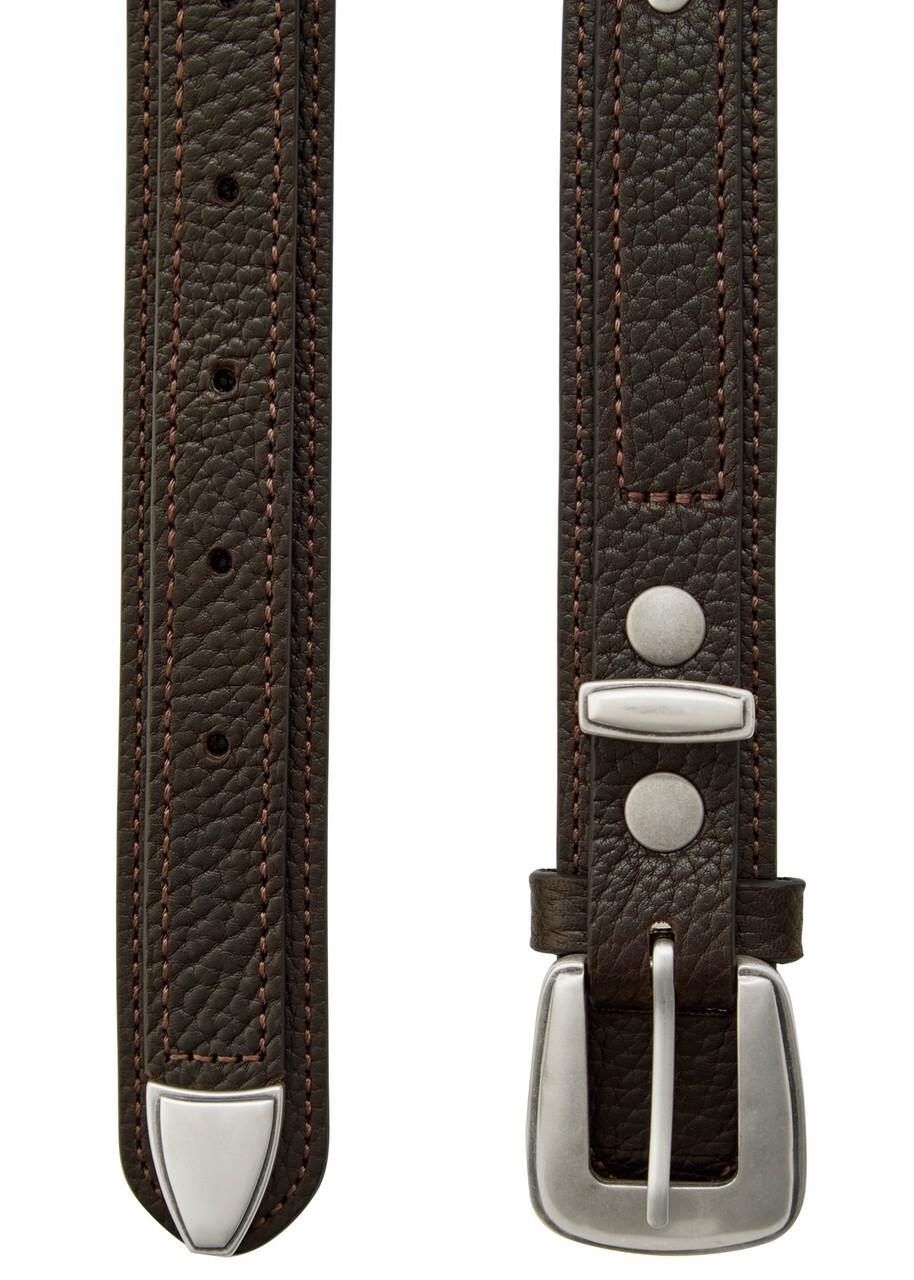 Lemaire Western Studded Grained Leather Belt Brown
