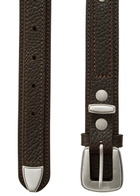 Lemaire Western Studded Grained Leather Belt Brown