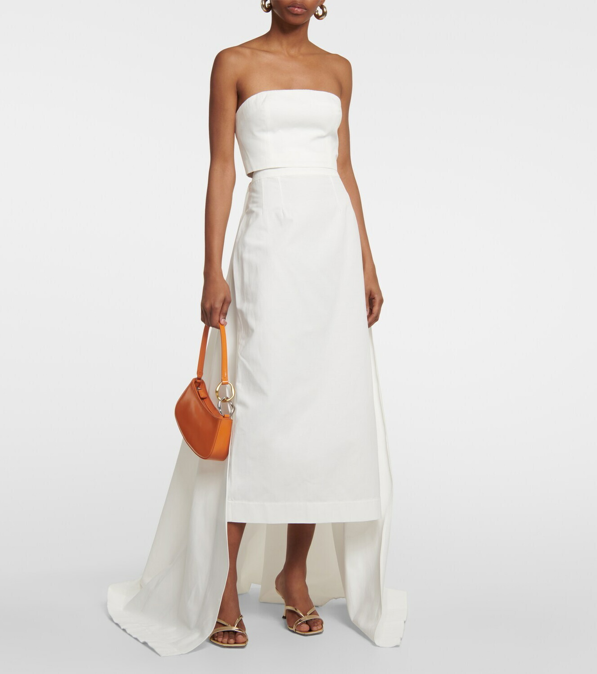 Staud - Prunella cape-detail cotton-blend midi skirt