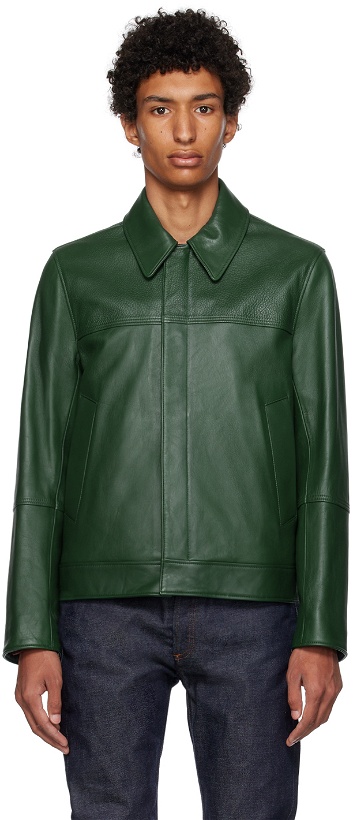 Photo: Paul Smith Green Slim-Fit Leather Jacket