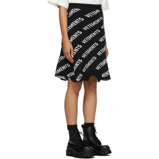 VETEMENTS Black Knit Logo Sweatshirt Skirt