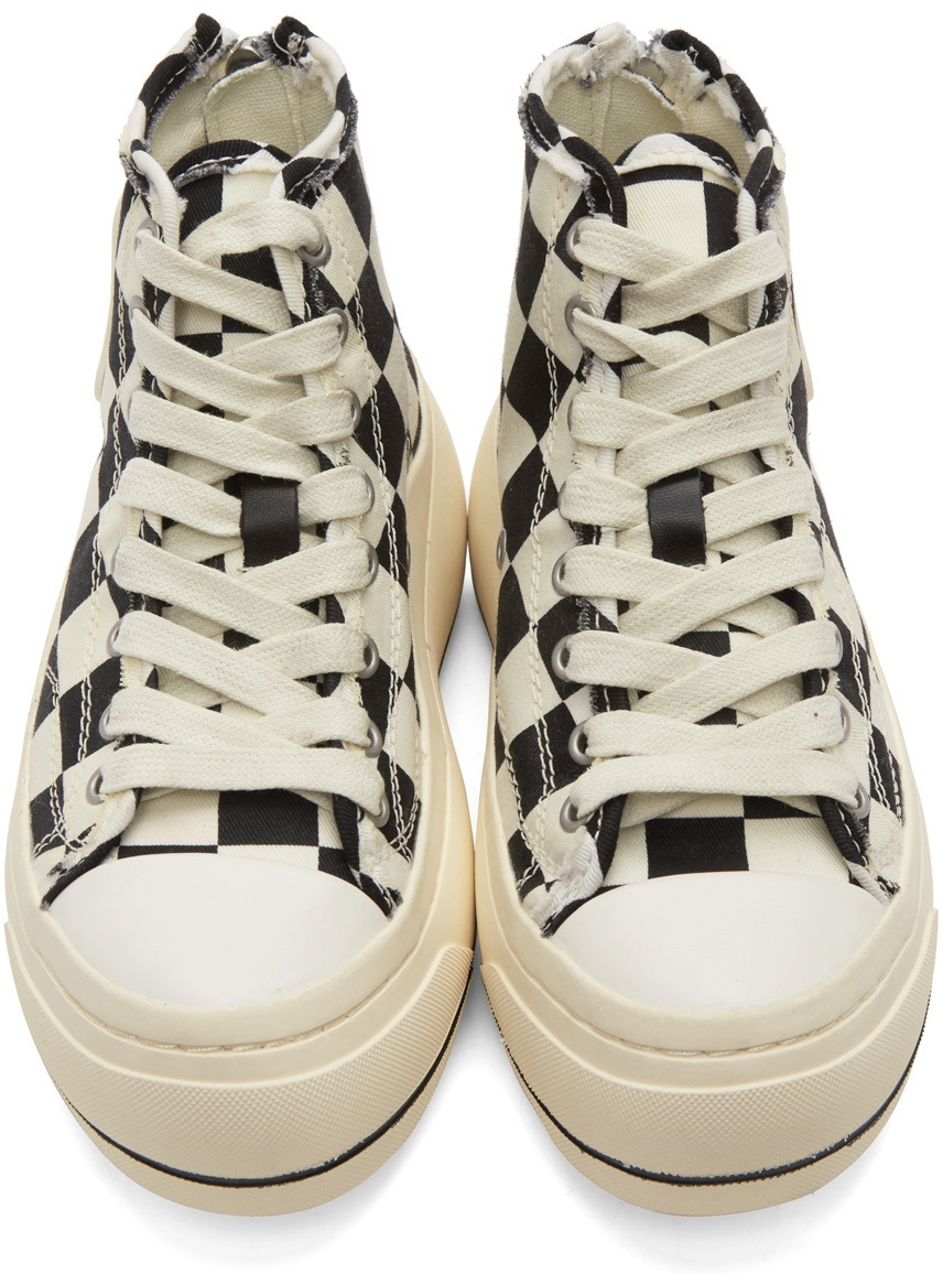 R13 Black Off White Check Kurt High Top Sneakers R13