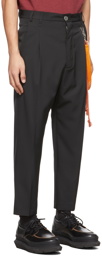 Song for the Mute Black & Orange Tapered Pleated Lanyard Trousers
