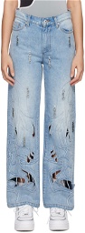 Feng Chen Wang Blue Phoenix Cutout Jeans