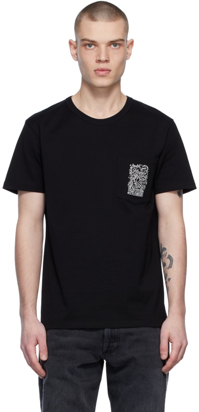 Photo: Alexander McQueen Black Embroidered Pocket T-Shirt