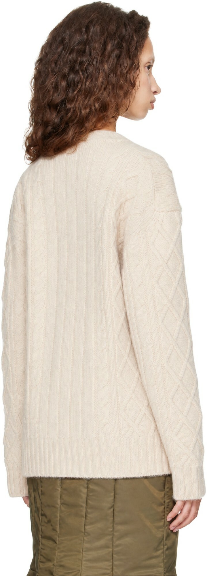 Simone Rocha Beige Cable Knit Slash Sweater