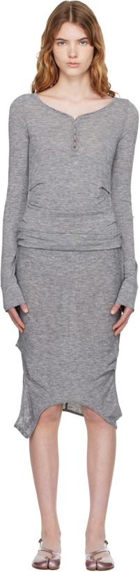 Photo: OPEN YY Gray Convertible Hook Top Midi Dress