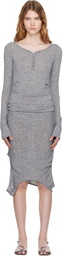 OPEN YY Gray Convertible Hook Top Midi Dress