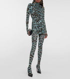 Alex Perry Ruched leopard-print jersey bodysuit