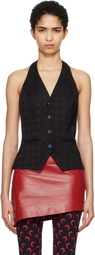 Marine Serre Black Moon Diamond Jacquard Tailoring Halterneck Vest