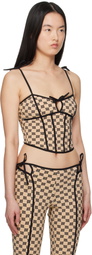 MISBHV Beige Monogram Coquette Corset Top