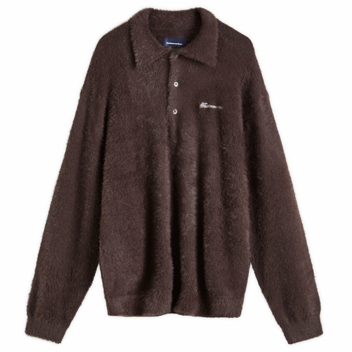 Photo: thisisneverthat Men's Knit Polo Shirt in Brown