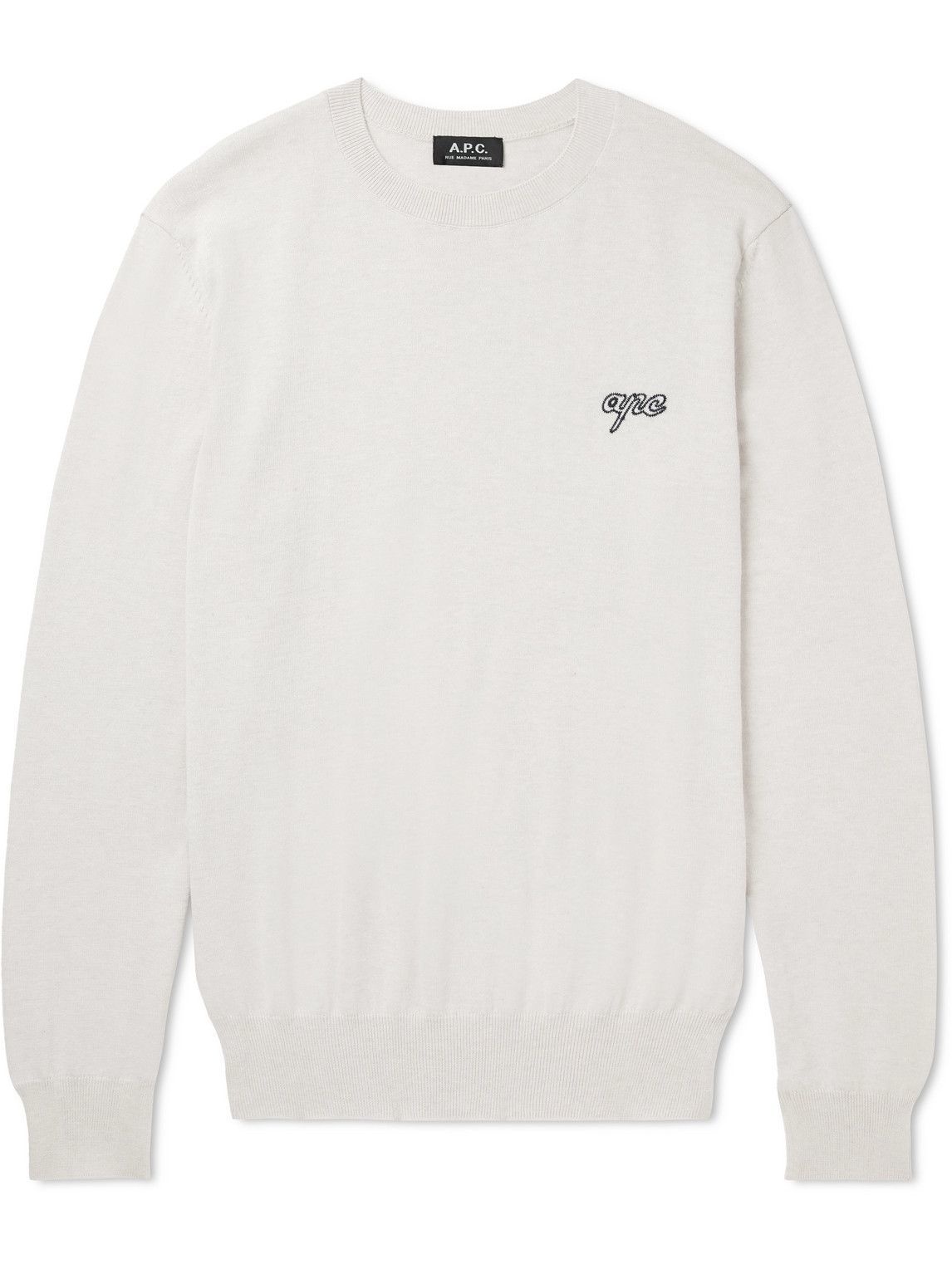 A.P.C. - Otis Logo-Embroidered Cotton Sweater - White A.P.C.