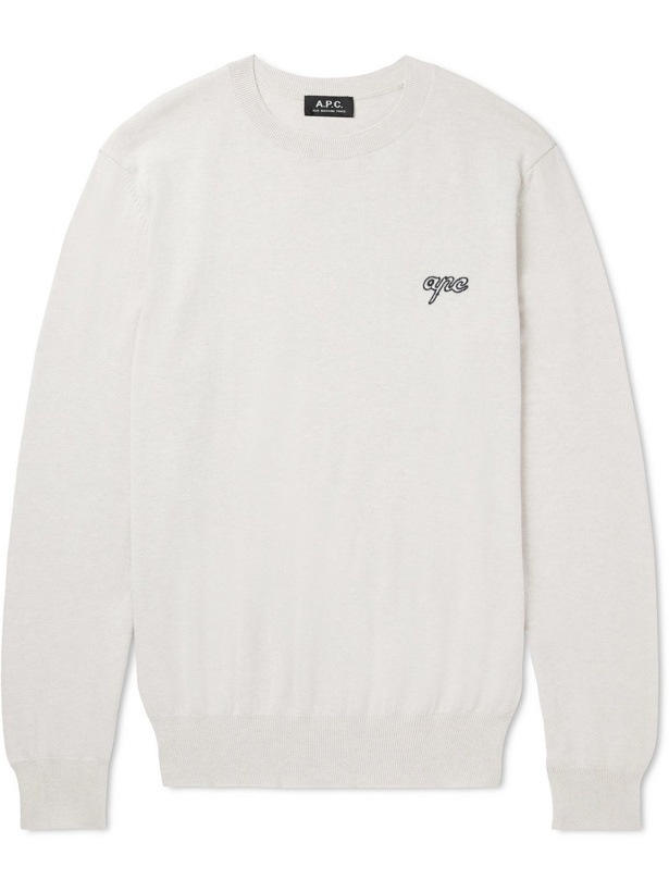 Photo: A.P.C. - Otis Logo-Embroidered Cotton Sweater - White