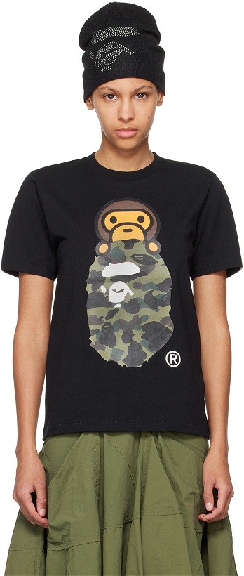 Photo: BAPE Black 1st Camo Milo On Ape Head T-Shirt