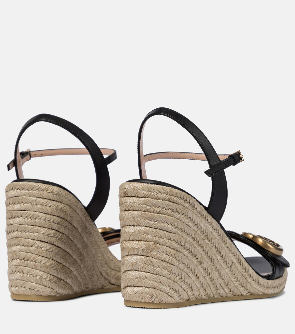 Gucci - Leather wedge espadrille sandals Gucci