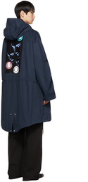 Raf Simons Navy Fred Perry Edition Patch Coat