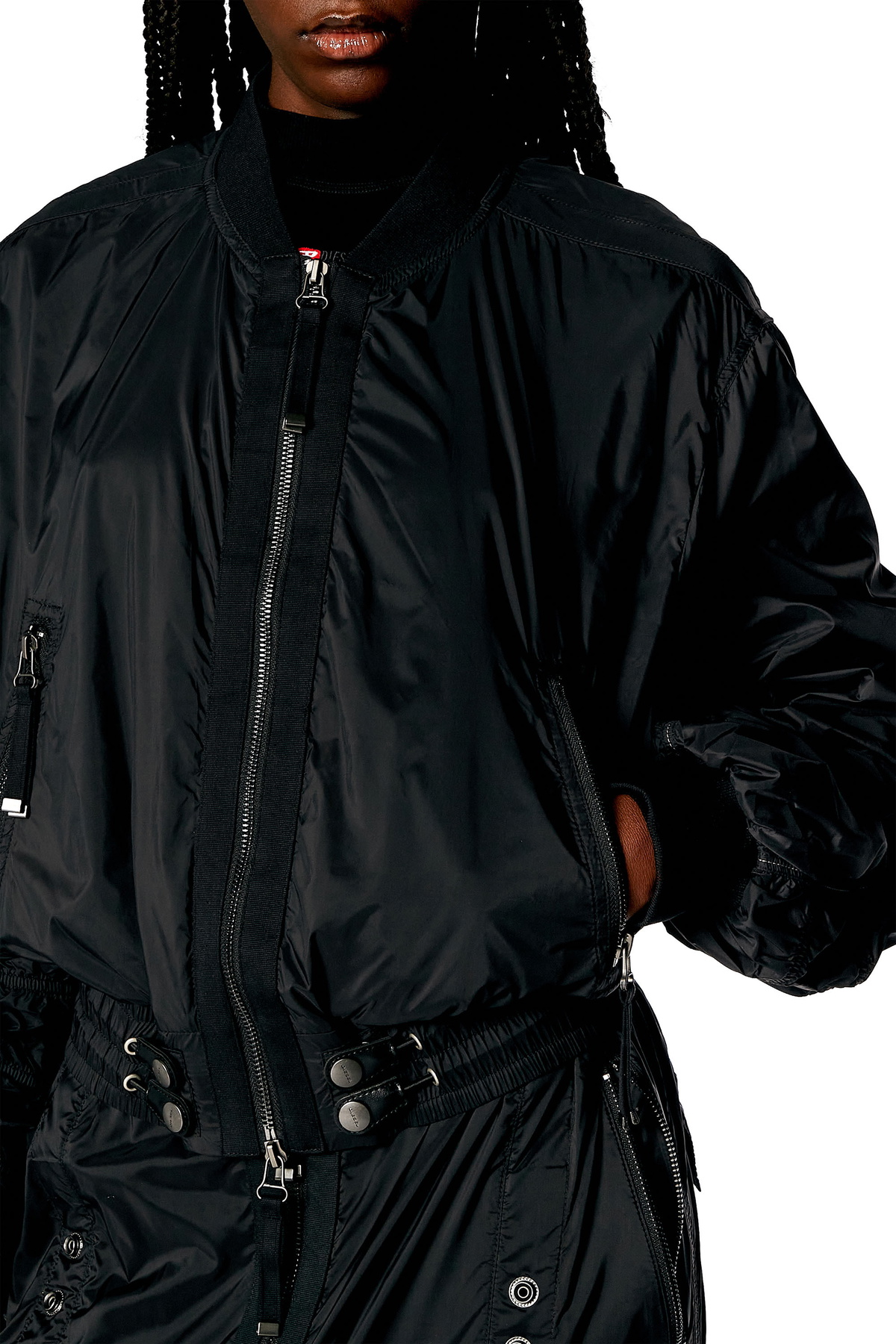 Diesel Bomber jacket in light nylon - Jackets Womens in Black