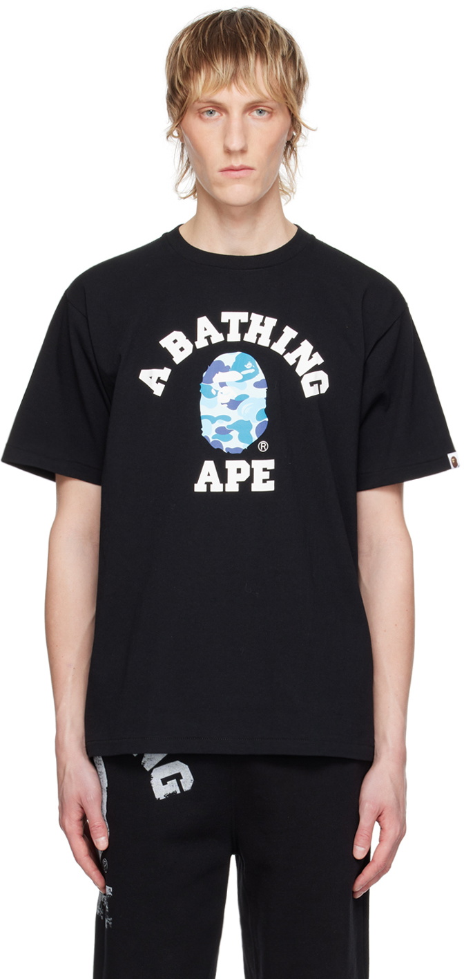 BAPE Black ABC Camo College T Shirt A Bathing Ape