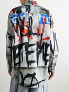 VETEMENTS - Oversized Printed Cotton-Poplin Shirt - Gray