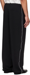 Hugo Black Pleat-Front Whipstitch Detail Trousers.