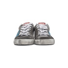 Golden Goose Grey and Blue Suede Superstar Sneakers