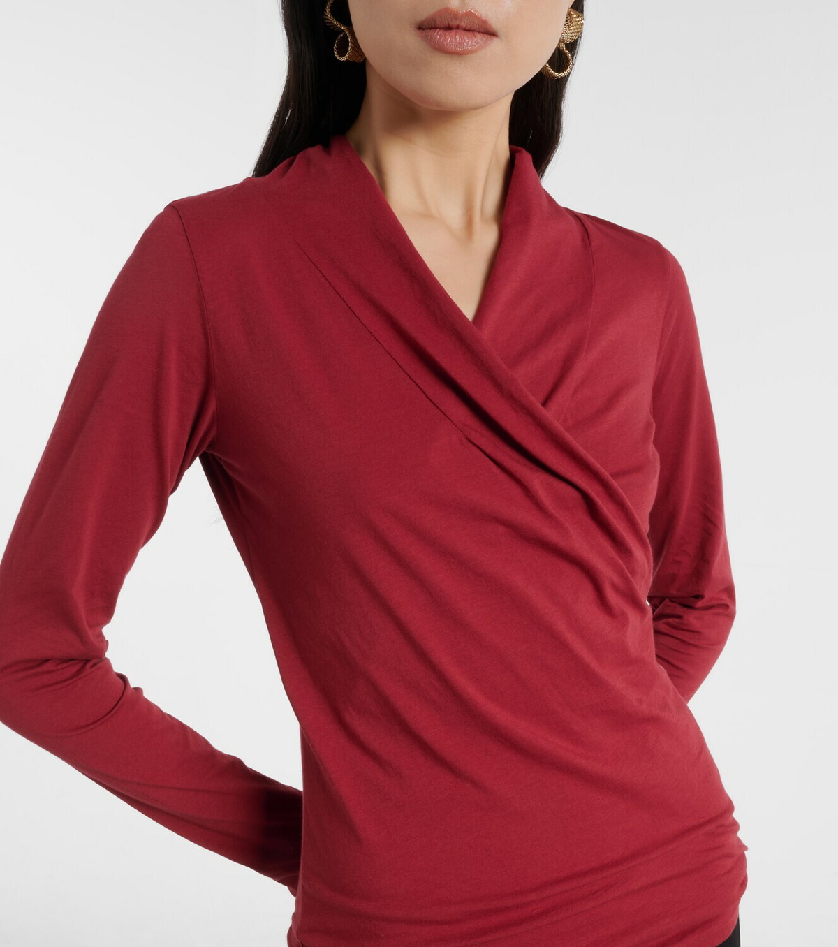 Velvet Meri cotton-blend jersey wrap top