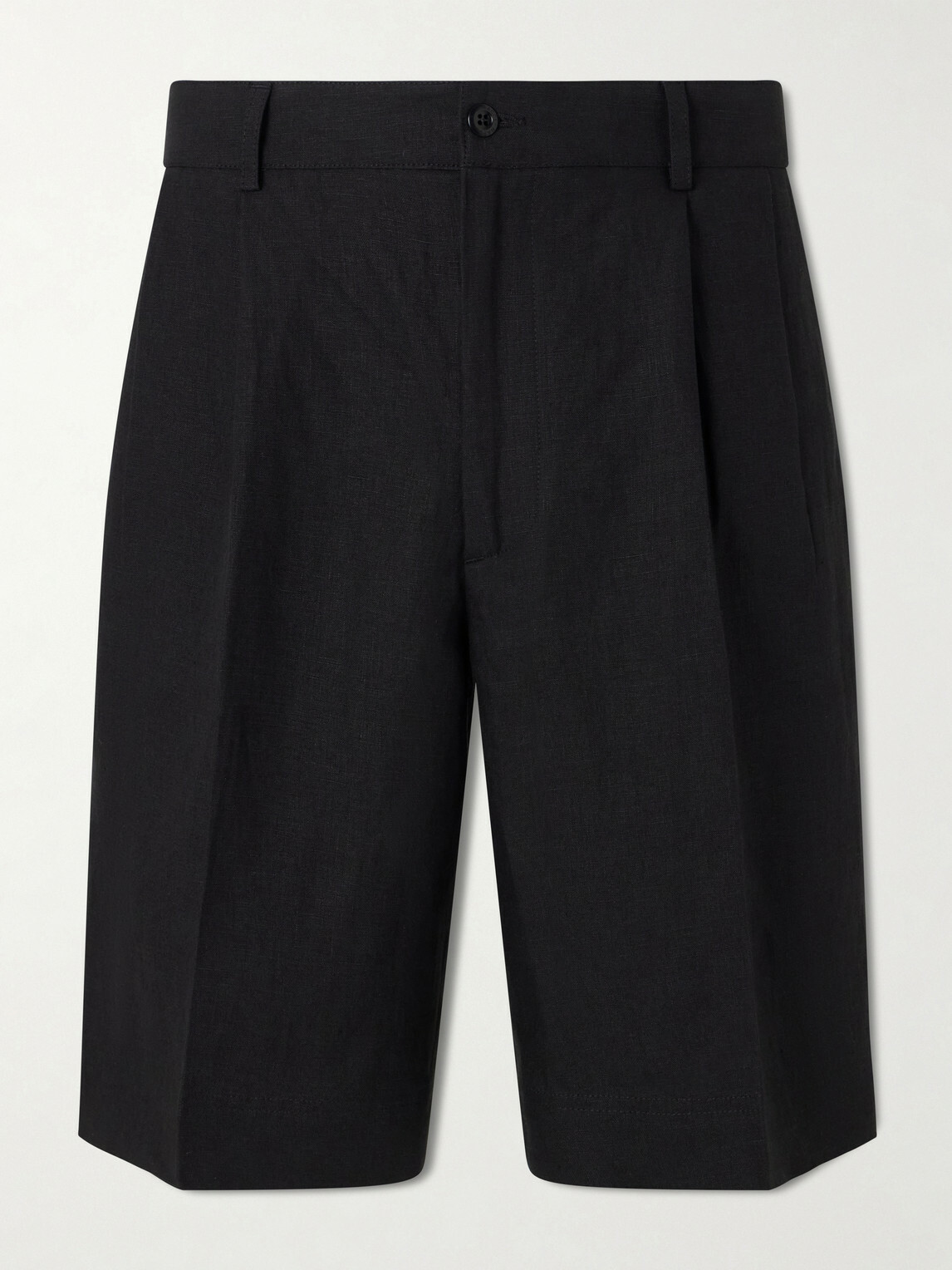 Rubinacci - Straight-Leg Pleated Linen Shorts - Black