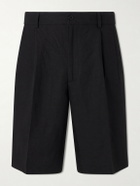 Rubinacci - Straight-Leg Pleated Linen Shorts - Black
