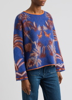 Forte_forte The Sacred Forrest Intarsia Wool-blend Jumper Blue