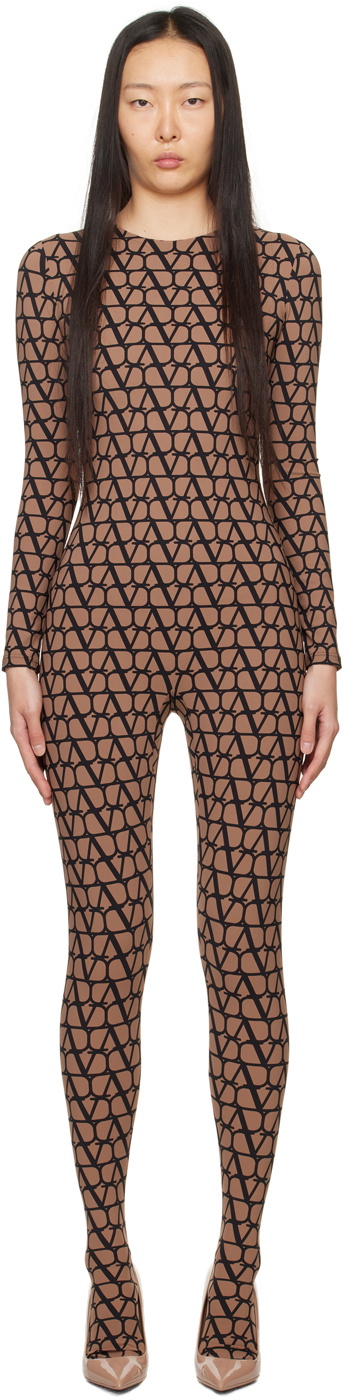 Valentino Brown & Black Iconographe Jumpsuit