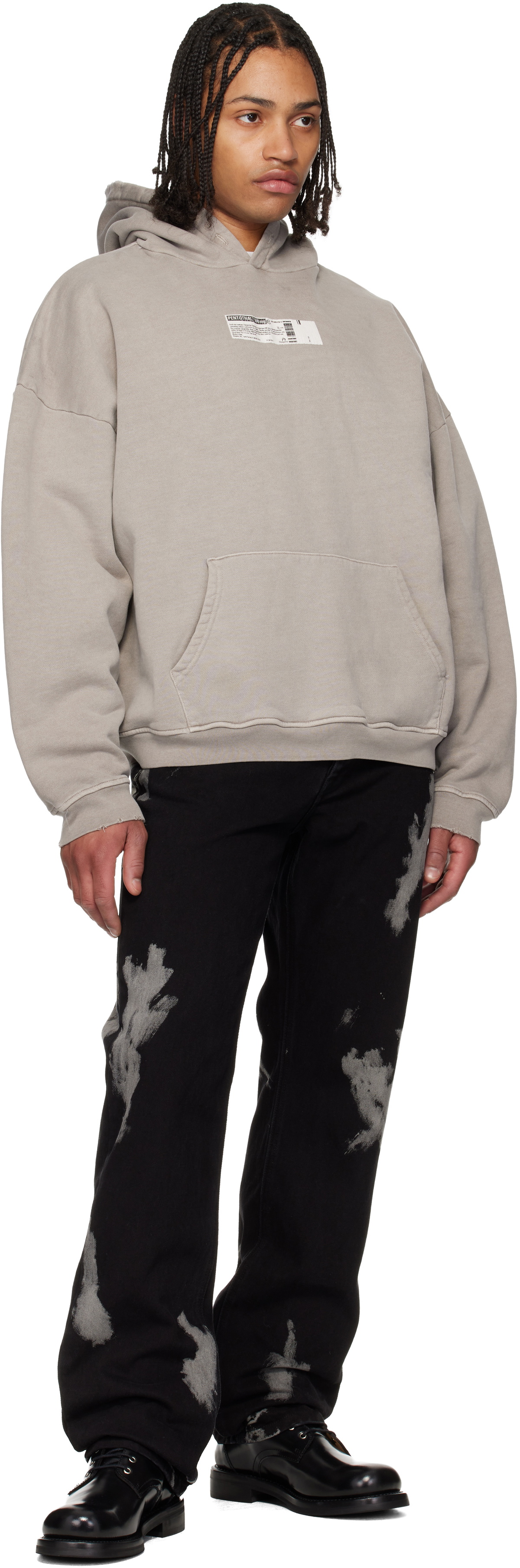 ALEXANDER DIGENOVA Gray 'Truth Serum' Shrunken Hoodie