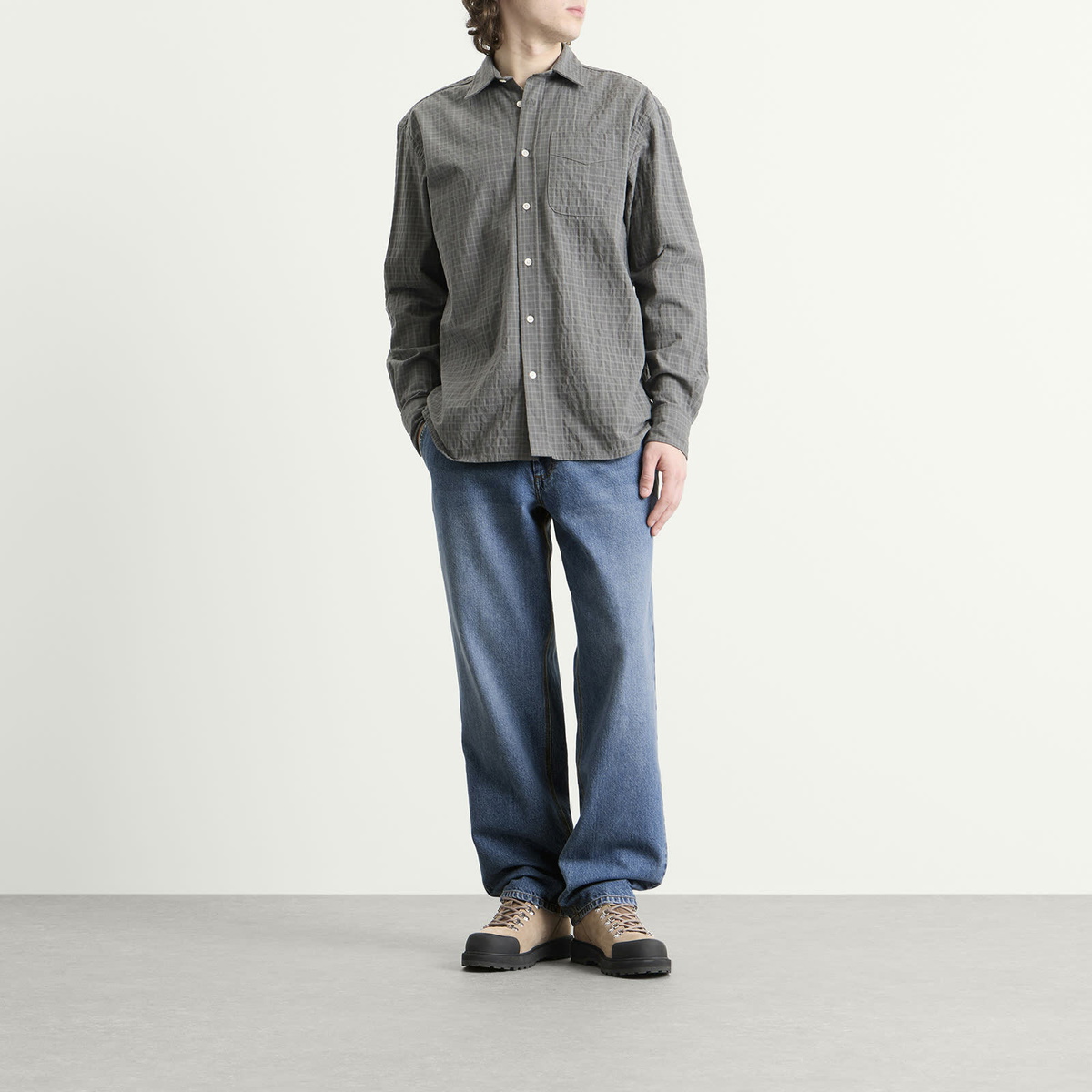 Foret Men's Clay Creased Denim Jeans in Washed Mid Blue