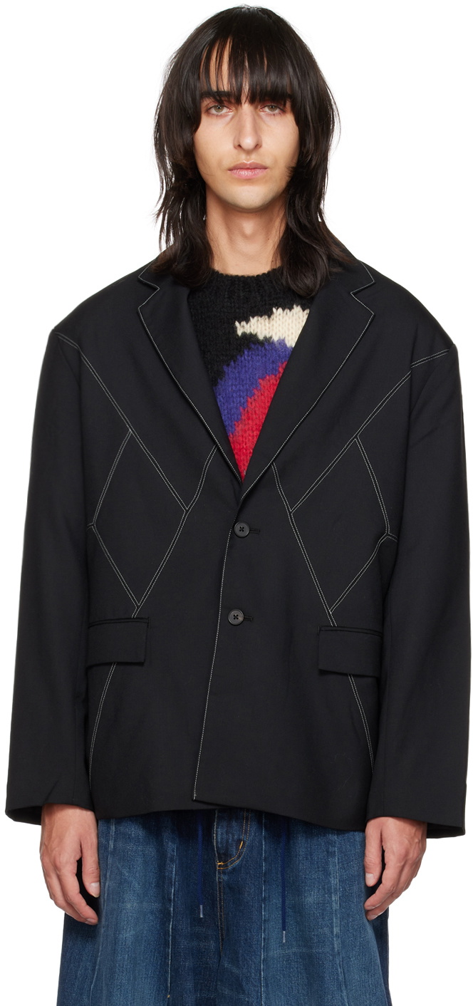 JieDa Black Panel Tailored Blazer JieDa