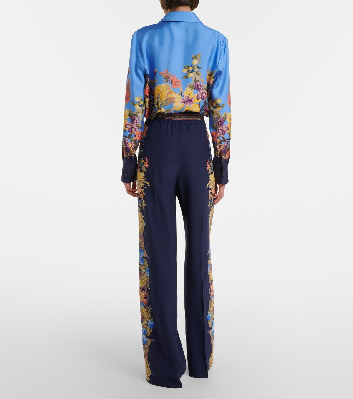 Etro Floral silk straight pants