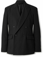 SECOND / LAYER - Double-Breasted Wool-Twill Blazer - Black