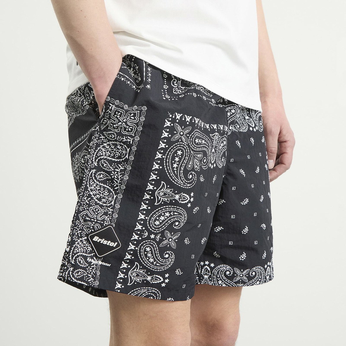 F.C. Real Bristol Men's Bandana Nylon Easy Shorts in Black