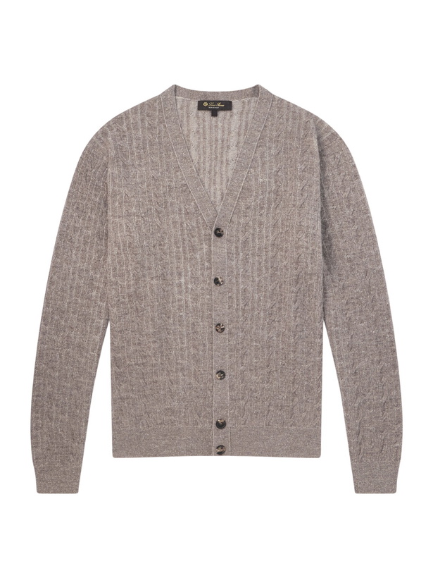 Photo: Loro Piana - Walnut Cable-Knit Virgin Wool, Cashmere and Silk-Blend Cardigan - Neutrals
