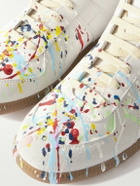 Maison Margiela - Paint-Splattered Suede-Trimmed Leather Sneakers - Neutrals