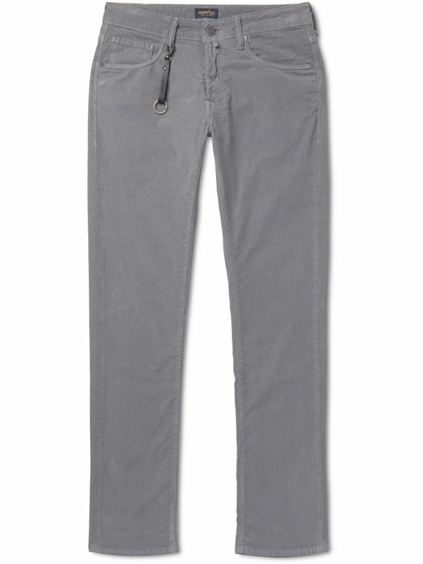 Photo: Incotex - Slim-Fit Stretch Cotton-Blend Corduroy Trousers - Gray