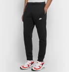 Nike - Sportswear Club Slim-Fit Tapered Logo-Embroidered Cotton-Blend Jersey Track Pants - Black